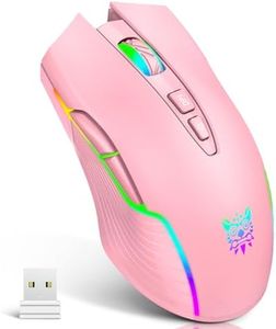 Wireless Gaming Mouse Pink, RGB Rechargeable Computer Mice with 5 Adjustable DPI Up to 3600, 2.4G Portable Office Cordless Mice Compatible with Windows, Mac for Girls Woman