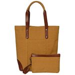 Mona B Large Tote Bag For Women Stylish Multipurpose Canvas Shoulder Handbag Durable For Shopping | Travel | Office Daily Essential (Mustard)