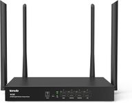 Tenda W18E AC1200 Gigabit Enterprise Wireless Router, 300 Square Meters, 867Mbps/300Mbps, 50 Users, Gigabit Port, 4xAntenna, Remote Domain Maintenance (Black)