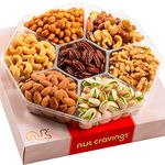 Holiday Nuts Gift Basket, Large 7-Sectional Elegant Nuts Assortment, Gourmet Christmas Food Box Prime Gift, Great for Thanksgiving, Birthday, Mothers, Fathers Day, Corporate Tray By Nut Cravings