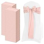 72 PCS Rose Gold Satin Chair Sashes Bows for Wedding Reception, Universal Decoration Chair Cover Back Tie Supplies, Washable Reusable Chair Ribbons for Wedding Events Banquets (7 x 108 inch)