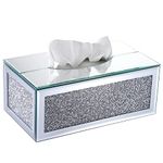 BTSKY Rectangular Sparky Glass Tissue Box Cover - Decorative Crystal Tissue Holder with Crushed Diamonds Napkin Holder Dispenser for Table Bathroom Living Room Night Stand