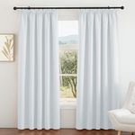 PONY DANCE White Pencil Pleat Curtains for Bedroom - Thermal Room Darkening Window Curtains for Living Room Sliding Glass Door Drapes for Privacy Protected, 1 Pair, W66 X L90, Greyish White