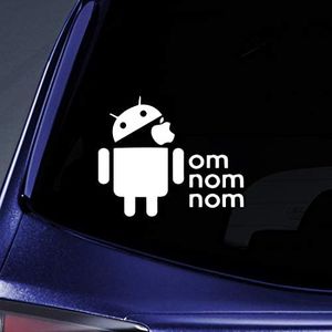 Bargain Max Decals - Android Eating Apple Nom Nom Nom Sticker Decal Notebook Car Laptop 6" (White)