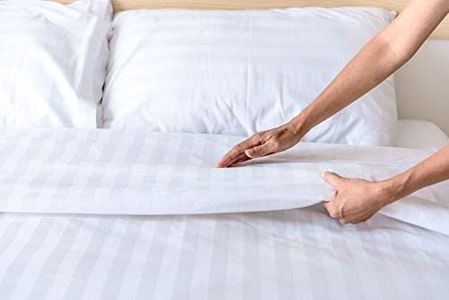 Sibiles - Juego Funda Nórdica Percal 200 Hilos de Satén Suave Tejido Cutí Rayas Blancas Hotel. (Cama 180 (2 Fundas Almohada))