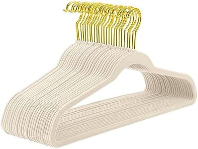 MIZGI Ivory Velvet Hangers 60 Pack,Premium Gold Clothes Hangers Non-Slip Felt Hangers,Sturdy Ivory Hangers Heavy Duty Coat Hangers,Durable Suit Hangers for Space Saving, No Flocked Hanger Marks