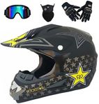 Motocross Helmet-DOT Certified Full Face Snowmobile Helmet with Goggles,Gloves&Mask-Perfect for Dirt Bike,ATV,Motorcycle,Off-Road Adventures,MX,DH,UTV for Boy,Girl,Youth (Matte Black Stars, Small)