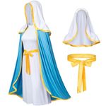 Irtysh Classic Women Biblical Religious Virgin Mary Costume Fancy Dress Halloween Costume Headwrap Hat Waist Rope Set(XL)