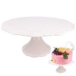 BPFY 8 Inch Round White Ceramic Cake Stand, Decorative Cupcake Stand, Dessert Display Plates for Snacks and Cookies, Baby Shower, Birthday, Wedding Party Decor (Fit for 8 inch Cake)