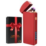 Gifts for Men Him Her Dad Boyfriend Husband, Coquimbo Electric Lighter USB Rechargeable Windproof Lighter, Flameless Dual Arc Plasma Lighter for Household Candle Incense Fireplace (Red)