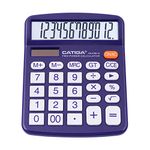 CATIGA Desktop Calculator 12 Digit with Large LCD Display and Sensitive Button, Solar and Battery Dual Power, Standard Function for Office, Home, School, CD-2786 (Purple)