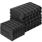 Puomue Microfiber Kitchen Towels and Dishcloths Set, 26 X 18 Inch and 12 X 12 Inch, Set of 12 Bulk Lint Free Dish Towels for Drying Dishes, Black