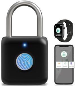 Fingerprint Padlock, Pothunder Smart Padlock, Locker Lock, Combination Lock, Fingerprint Lock with APP Unlock, USB Rechargeable, Suitable for Gym Locker, Door, Locker(Black)