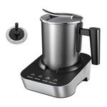 FUNLAVIE 4-in-1 Electric Milk Frother and Steamer with Stainless Steel Pitcher(400ml/13.5oz) with Auto Shut-Off, Hot & Cold Foam Maker and Milk Warmer for Coffee Lattes Cappuccinos, Dishwasher Safe