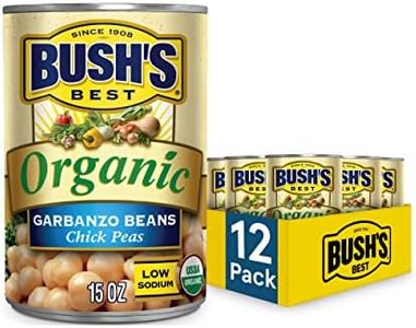 BUSH'S BEST Organic Garbanzo Beans Canned Beans, Organic Chick Peas, USDA Certified Organic, Source of Plant Based Protein and Fiber, Low Fat, Gluten Free (12)