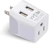 Ceptics Japan, Philippines Travel Adapter Plug with Dual USB - Usa Input - Type A - Ultra Compact (CTU-6) - Perfect for Cell Phones, Laptops, Camera Chargers