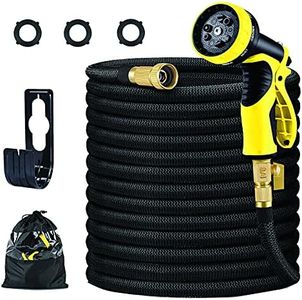 Expandable Garden Hose 100 ft,Water Hose 100ft,Leak-Proof Flexible Garden Hose, Lightweight Retractable Hose with 10 Spray Nozzle,3 Layer Natural Latex Core - Black