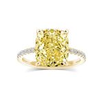 RODIFFY 4CT Cushion Cut Promise Ring for Women,White/Yellow Stone Ring,925 Sterling Silver 18K Yellow/White/Rose Gold Plated Engagement Ring, 5, Metal, Cubic Zirconia