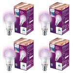 Philips Wiz Smart WI-Fi LED Bulb B22 10-Watt, 16 Million Colors , Compatible with Amazon Alexa and Google Assistant- (Pack of 4)