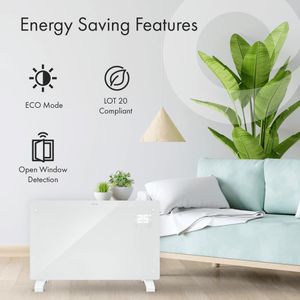 Devola 2000W Smart Glass Panel Heater – Wall Mount or Freestanding