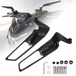 AMB Universal Motorcycle Bike Mirrors Set Adjustable Rotating Rear View Mirror Stealth Wind Wing Side For All Bikes (York nut Fitting 8mm, 10mm)