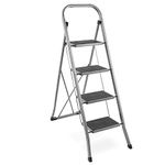 VonHaus 4 Step Ladder – Anti Slip Feet, Foldable, Easy to Store Step Ladder, 150KG Max Capacity - Premium Quality Step Ladder for DIY and Gardening Projects - Durable Steel