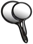 OMIRO Hand Mirror, Double-Sided Handheld Mirror 1X/3X Magnifying Mirror with Handle, Set of 2 (Transparent Black)