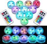 Mini Submersible LED Lights with Remote Control Tea Lights Small Underwater Lights Battery Powered Flameless LED Accent Light for Party Event Vase Fishtank Decoration