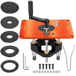 3-1/2" Router Lift System, Precision Router Table Lift Kit for 3-1/2" Diameter Motor, 9-1/4'' x 11-3/4'' Plate and 4 Piece Insert Ring Kit, Compatible with Bosch, Kreg, Skil, Porter, DeWalt, Craftsman