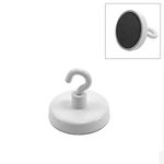 Ferrite White Painted Clamping Magnet with M4 Hook for Hanging, Holding or Displaying Items - 32mm dia - 7.3kg Pull