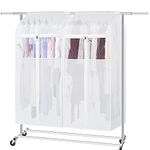 Zilink Large Garment Storage Bag 54 Inch Dust-Proof Hanging Garment Rack Cover Clothes Storage Hanging Bags for Suit, Coats, Dress Closet Storage, Set of 2