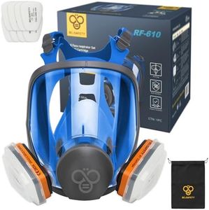 BEESAFETY Full Face Respirator Mask with 2 A1 Organic Vapor Filters & 8 P2 Dust Filters, RF-610 Reusable Respirator for Dust,Gas,Painting, Resin, Chemical,Sanding, Renovation