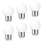 Poinivo 1W LED Night Light Bulb,E26 G45/G14 1W LED Light Bulbs,Low Wattage Globe Small Light Bulbs,3000K Soft White,5W Equivalent,for Bathroom Vanity Porch Christmas Party Bar,Non-dimmable,6 Pack