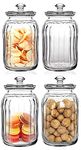 Ash & Roh® - Clear Glass Jar And Container With Air Tight Lid Storage of Spices and Dry Fruit (1200 ML ROKET JAR, 4)