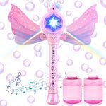 deAO Bubble Machine for Kids, Princess Bubble Wand Blower for Girls with Wings Music & Light Up Bubble Toys Outdoor Indoor Automatic Bubbles Toys for 3+ Years Old Girls