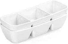 LUFILUFI 11 Inch Ceramic Divided Serving Tray, 3 Compartment Condiment Tray, Serving Dishes for Entertaining, Perfect for Snacks, Appetizers, Fruit, Candy, Chip & Dip Sets, Serving Bowls Set of 2