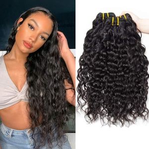 Water Wave Human Hair Bundles Paquetes de Tejido Rizado Cabello Humano 100% sin Procesar Cabello Humano Virgen Brasileño 3 Paquetes 16 18 20 Pulgadas