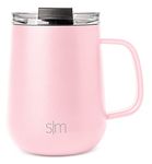 Simple Modern Travel Coffee Mug with Handle | Insulated Stainless Steel Coffee Tumbler Tea Cup | Gifts for Women & Men | Voyager Collection | 12oz | Blush