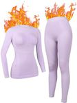 ATTRACO Thermal Wear for Women Winter Base Layer Seamless Long Johns Underwear Cold Weather Purple S