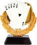 Juvale Poker Playing Cards Trophy (5 in, Gold, Resin)