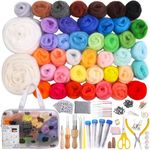 Needle Felting Kit for Beginners, 42 Colors Wool Roving Kit, Felting Tool Set with Needle Felting Pad Needle Felting Needles Storage Bag Needle Felting Supplies Needle Felting Set for Home Decoration