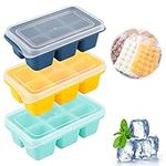 3 Ice Cube Trays and 4 Ice Cube Bags, Mini 6-Compartment Ice Cube Molds, Soft Reusable, Removable Easy Release Ice Molds with Lids, Suitable for Freezer, Drinks, Cocktails