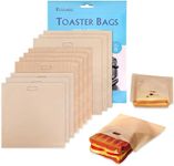 【10 Packs 】Samshow Non-Stick Heat Resistant Toaster Sandwich Bags - Gluten Freed Reusable Oven Pastry Bags for Grilled Cheese Sandwiches Picnic (Wood color)