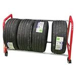 Metal Vertical Tire Storage Rack - Sturdy Spare Tyre Holder with Rolling Wheels for Easy Display & Storage in Garage