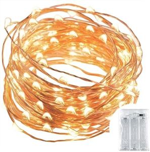 Romwish 12M 120LED Fairy Lights, Battery Operated Warm White String Lights, Copper Wire Firefly Lights for Kids Bedroom Indoor, Birthday, Christmas, Wedding, Party, Tree, Wall Decoration