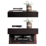 LAPTAIN Husband Gift-Rustic Floating Shelf with Hidden Compartment for Gun Storage, Wall Shelves for Living Room Décor, Wooden Concealment Shelf, RFID Lock, Espresso
