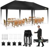 COBIZI 10x20 Pop Up Canopy Tent - Easy Set Up Waterproof Outdoor Shelter for Parties, Weddings | Portable Canopy 10x20 with Carry Bag & 4 Sandbags | Ez Up Canopy for Courtyard & Commercial (Black)