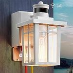 Myhaptim Porch Lights with GFCI Outlet,Dusk to Dawn Motion Sensor Outdoor Lights,3 Lighting Modes White Front Door Lights,Waterproof Exterior Light Fixture,Outside Lamp for House Patio Garage