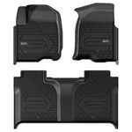 3W Floor Mats Fit for 2019-2025 Chevy Silverado/GMC Sierra Denali 1500 & 2020-2025 GMC Sierra 2500HD/3500HD Crew Cab TPE All Weather Floor Liner Car Mats, Fit For 2nd Row with Factory Carpeted Storage