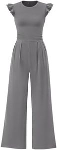 PRETTYGARDEN Cap Sleeve One Piece Jumpsuits for Women,Grey,S